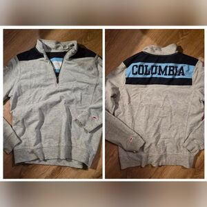 Columbia University x League QUARTER Zip Gray and Black Sweater Medium